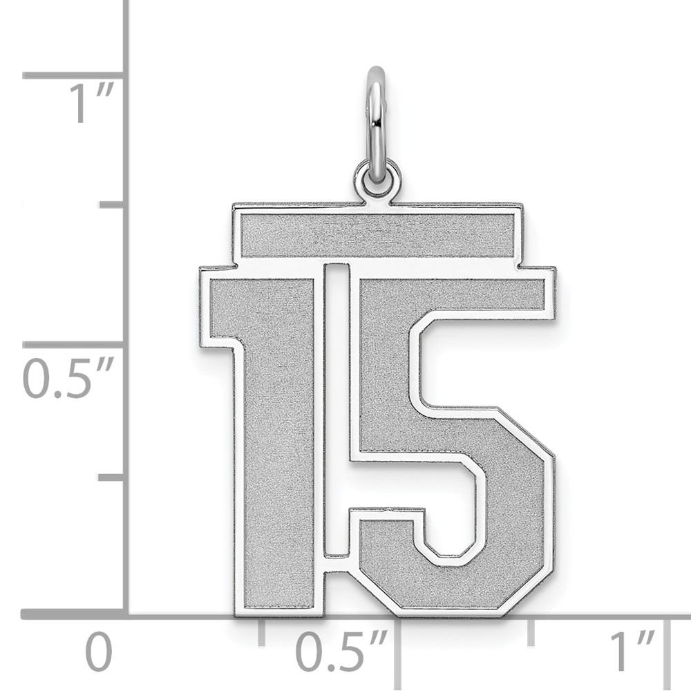 Sterling Silver/Rhodium-plated Satin Number 15 Charm (QPP15)