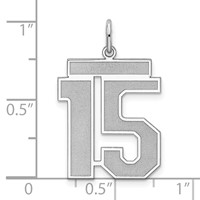 Sterling Silver Rhodium-plated Satin Number 15 Charm view 3