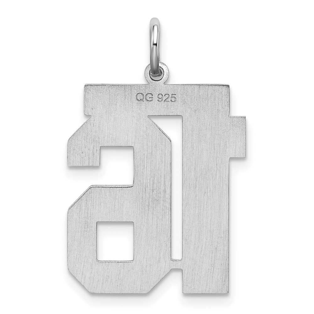 Sterling Silver/Rhodium-plated Satin Number 16 Charm (QPP16)