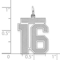 Sterling Silver Rhodium-plated Satin Number 16 Charm view 3
