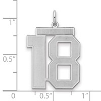 Sterling Silver Rhodium-plated Satin Number 18 Charm view 2
