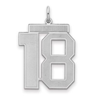 Sterling Silver Rhodium-plated Satin Number 18 Charm view 1