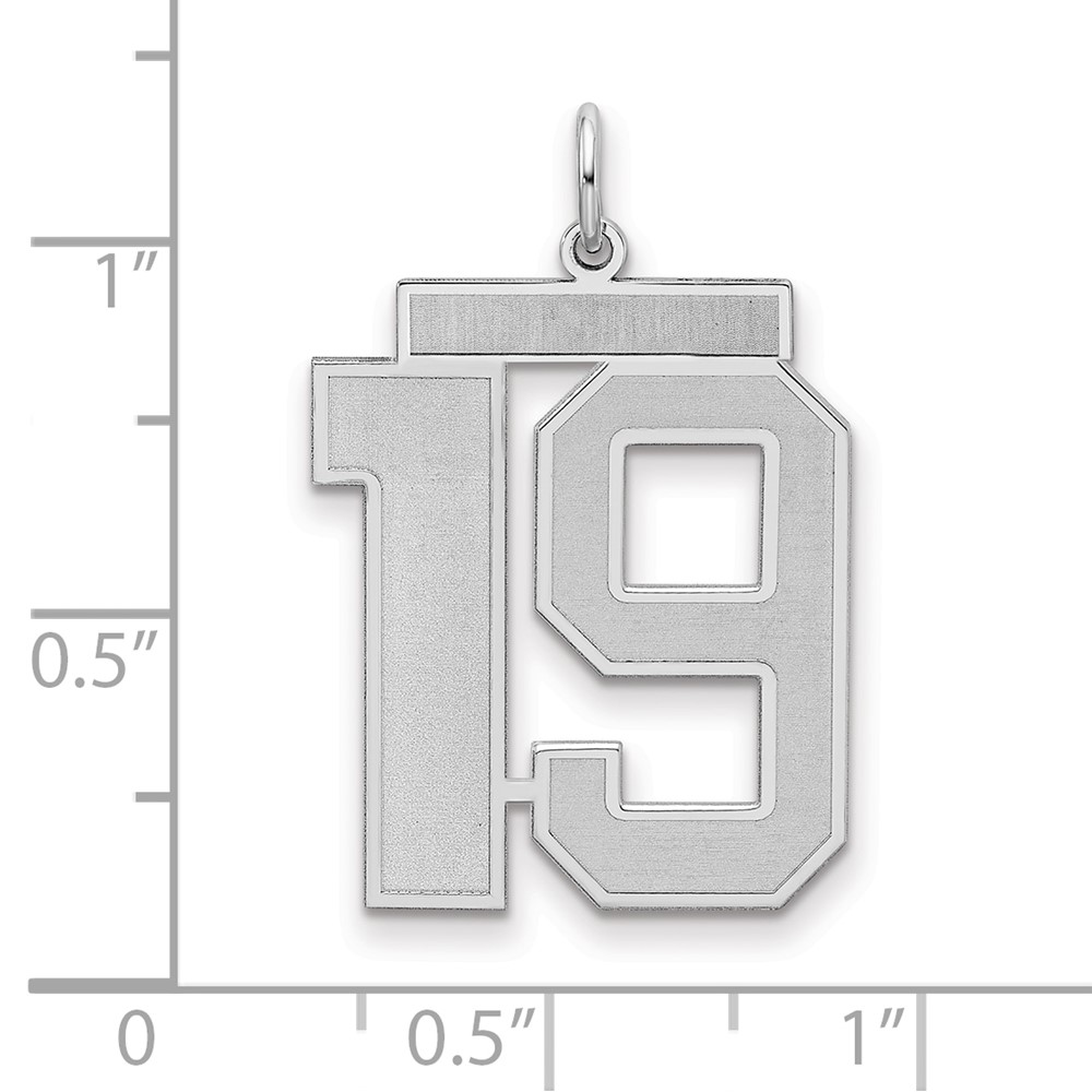 Sterling Silver/Rhodium-plated Satin Number 19 Charm (QPP19)