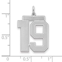 Sterling Silver Rhodium-plated Satin Number 19 Charm view 2