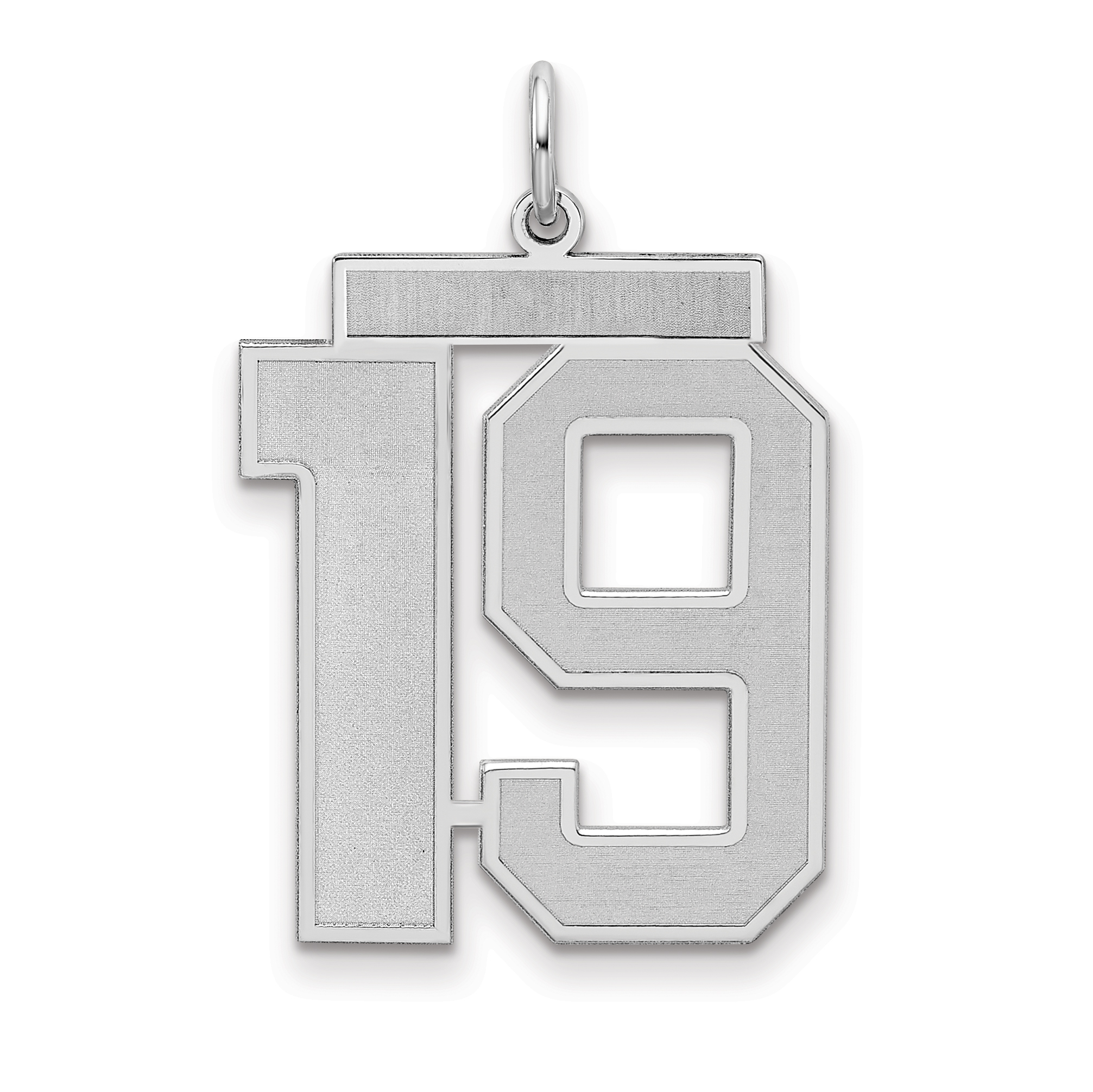 Sterling Silver/Rhodium-plated Satin Number 19 Charm (QPP19)