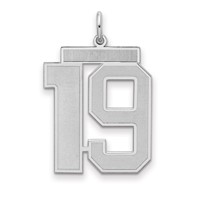 Sterling Silver Rhodium-plated Satin Number 19 Charm view 1