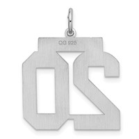 Sterling Silver Rhodium-plated Satin Number 20 Charm view 4