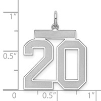 Sterling Silver Rhodium-plated Satin Number 20 Charm view 3