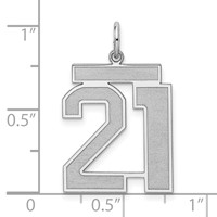 Sterling Silver Rhodium-plated Satin Number 21 Charm view 3