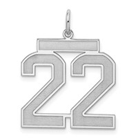 Sterling Silver Rhodium-plated Satin Number 22 Charm view 1