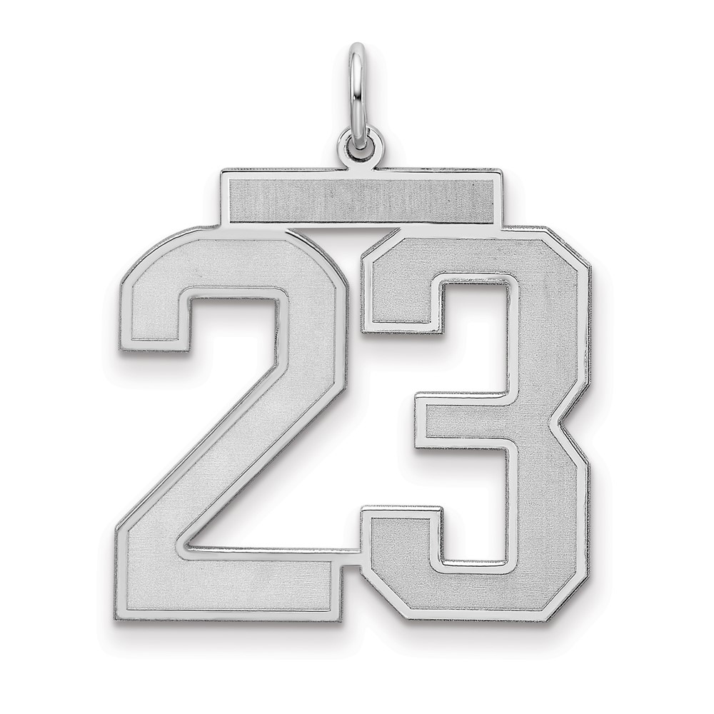 Sterling Silver Rhodium-plated Satin Number 23 Charm