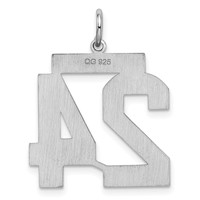 Sterling Silver Rhodium-plated Satin Number 24 Charm view 4
