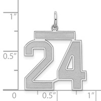 Sterling Silver Rhodium-plated Satin Number 24 Charm view 3