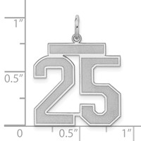 Sterling Silver Rhodium-plated Satin Number 25 Charm view 3