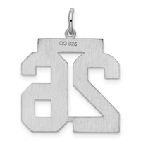 Sterling Silver Rhodium-plated Satin Number 26 Charm view 4