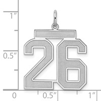 Sterling Silver Rhodium-plated Satin Number 26 Charm view 3