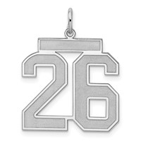 Sterling Silver Rhodium-plated Satin Number 26 Charm view 1
