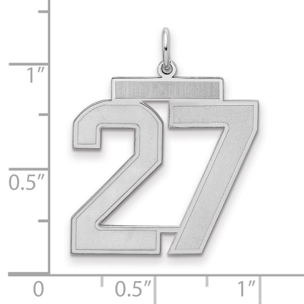 Sterling Silver/Rhodium-plated Satin Number 27 Charm (QPP27)
