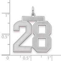 Sterling Silver Rhodium-plated Satin Number 28 Charm view 2