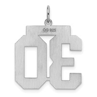 Sterling Silver Rhodium-plated Satin Number 30 Charm view 4