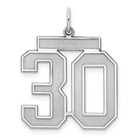 Sterling Silver Rhodium-plated Satin Number 30 Charm view 1