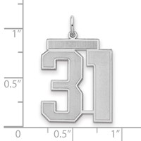 Sterling Silver Rhodium-plated Satin Number 31 Charm view 2