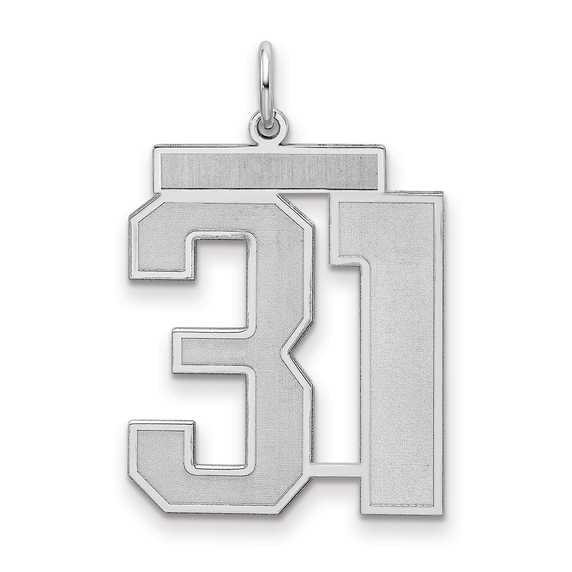 Sterling Silver/Rhodium-plated Satin Number 31 Charm (QPP31)