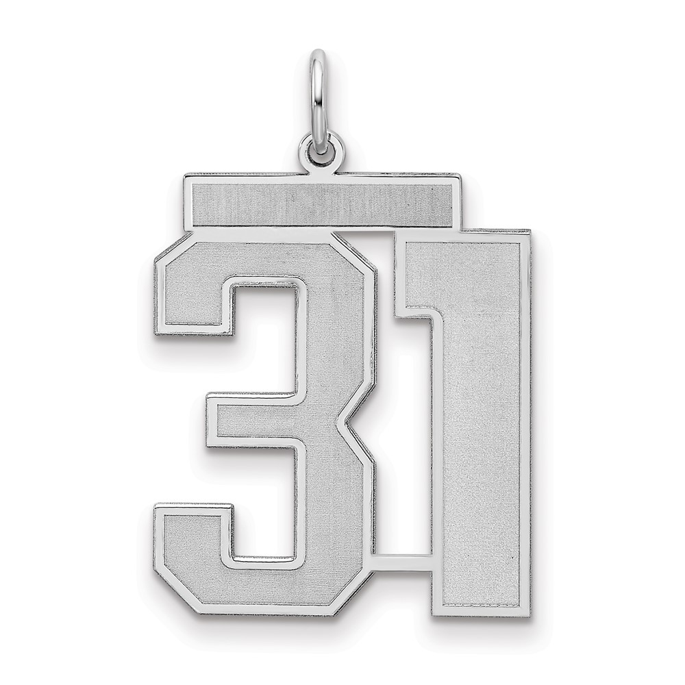 Sterling Silver Rhodium-plated Satin Number 31 Charm