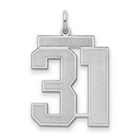 Sterling Silver Rhodium-plated Satin Number 31 Charm view 1
