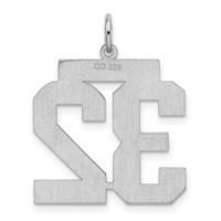 Sterling Silver Rhodium-plated Satin Number 32 Charm view 4