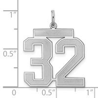 Sterling Silver Rhodium-plated Satin Number 32 Charm view 3