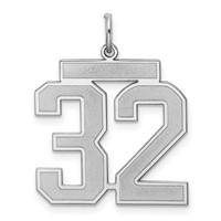 Sterling Silver Rhodium-plated Satin Number 32 Charm view 1
