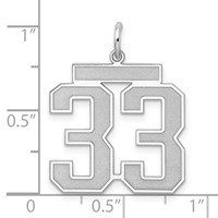Sterling Silver Rhodium-plated Satin Number 33 Charm view 3