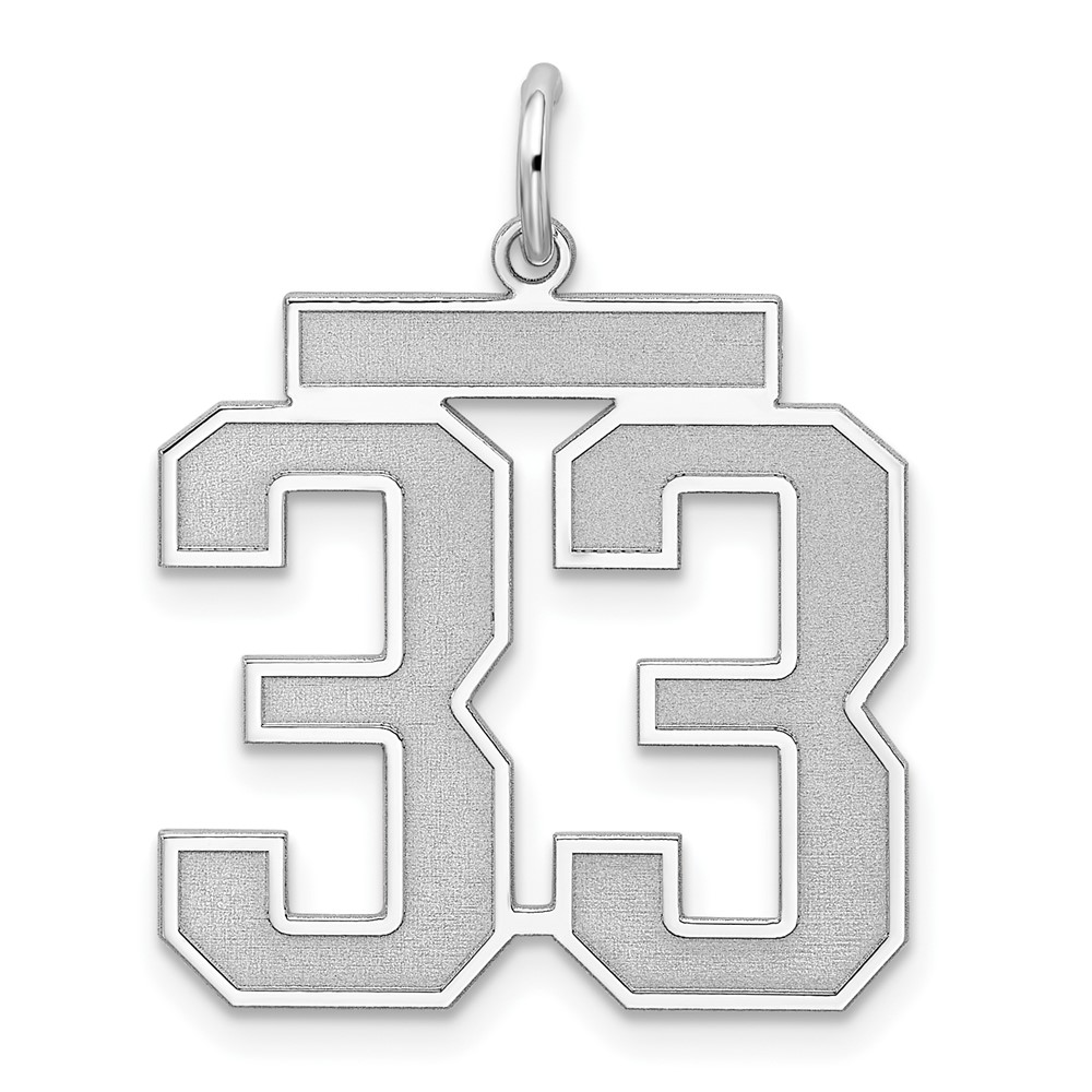 Sterling Silver Rhodium-plated Satin Number 33 Charm