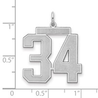 Sterling Silver Rhodium-plated Satin Number 34 Charm view 2