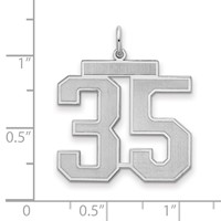 Sterling Silver Rhodium-plated Satin Number 35 Charm view 2