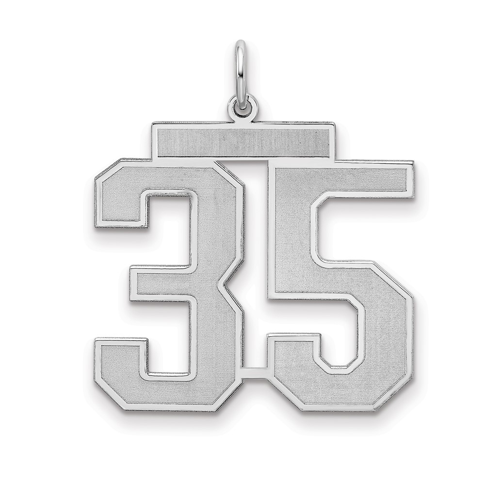 Sterling Silver Rhodium-plated Satin Number 35 Charm
