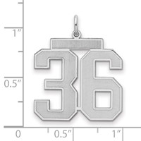 Sterling Silver Rhodium-plated Satin Number 36 Charm view 2