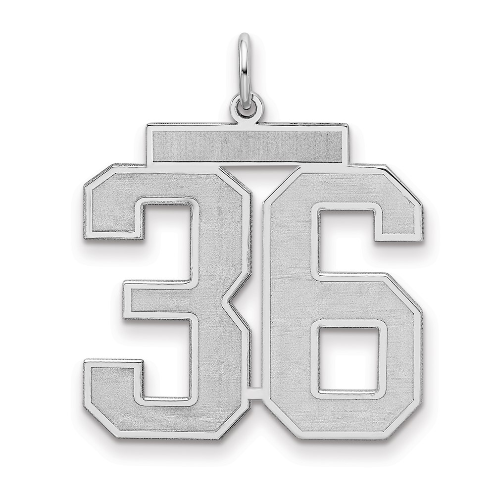 Sterling Silver Rhodium-plated Satin Number 36 Charm