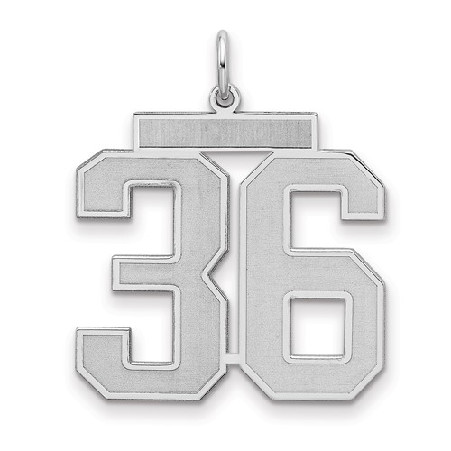 Sterling Silver Rhodium-plated Satin Number 36 Charm