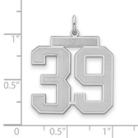 Sterling Silver Rhodium-plated Satin Number 39 Charm view 2
