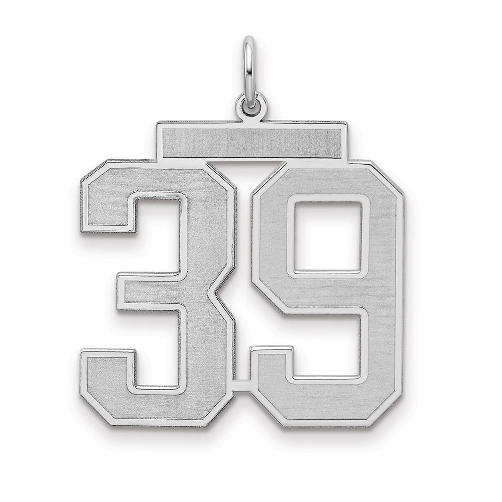 Sterling Silver Rhodium-plated Satin Number 39 Charm
