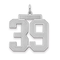 Sterling Silver Rhodium-plated Satin Number 39 Charm view 1