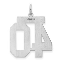 Sterling Silver Rhodium-plated Satin Number 40 Charm view 4