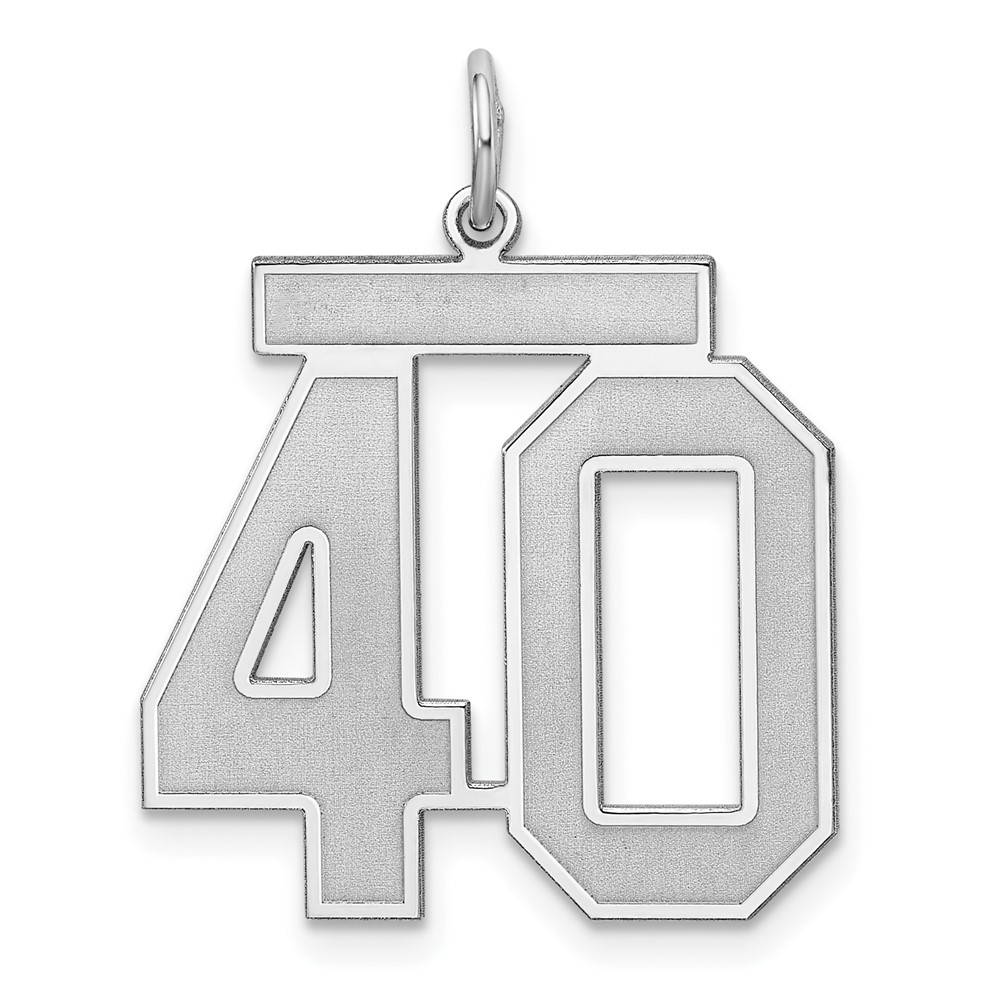Sterling Silver Rhodium-plated Satin Number 40 Charm