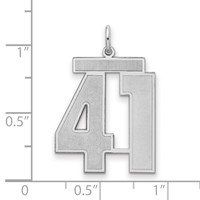 Sterling Silver Rhodium-plated Satin Number 41 Charm view 2