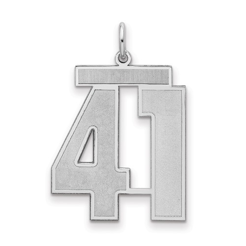 Sterling Silver Rhodium-plated Satin Number 41 Charm