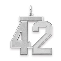 Sterling Silver Rhodium-plated Satin Number 42 Charm view 1