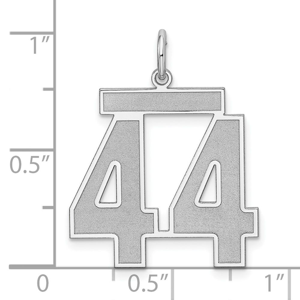 Sterling Silver/Rhodium-plated Satin Number 44 Charm (QPP44)