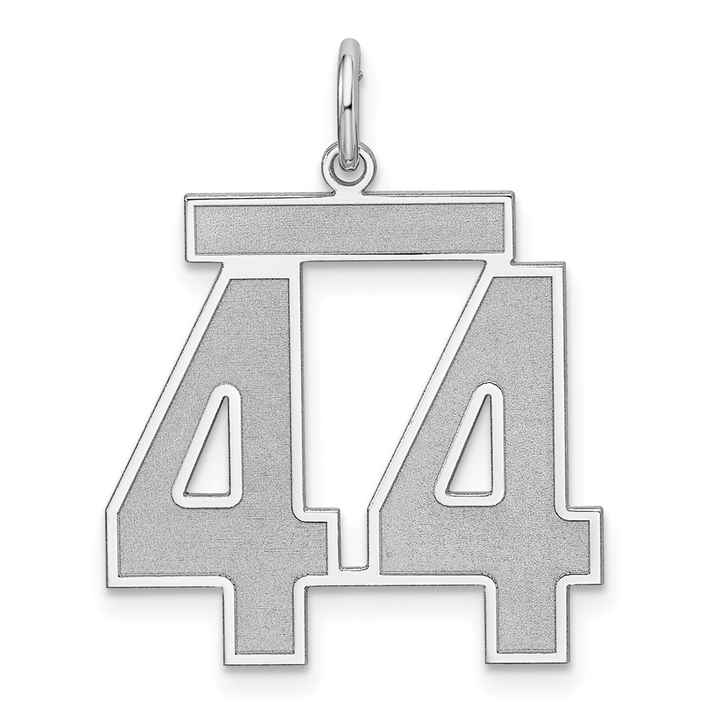 Sterling Silver/Rhodium-plated Satin Number 44 Charm (QPP44)